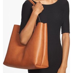 Street Level Reversible Tote in Black and Cognac